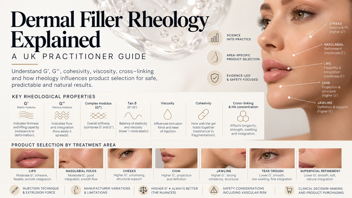 Dermal filler rheology G prime cohesivity viscosity UK practitioner guide