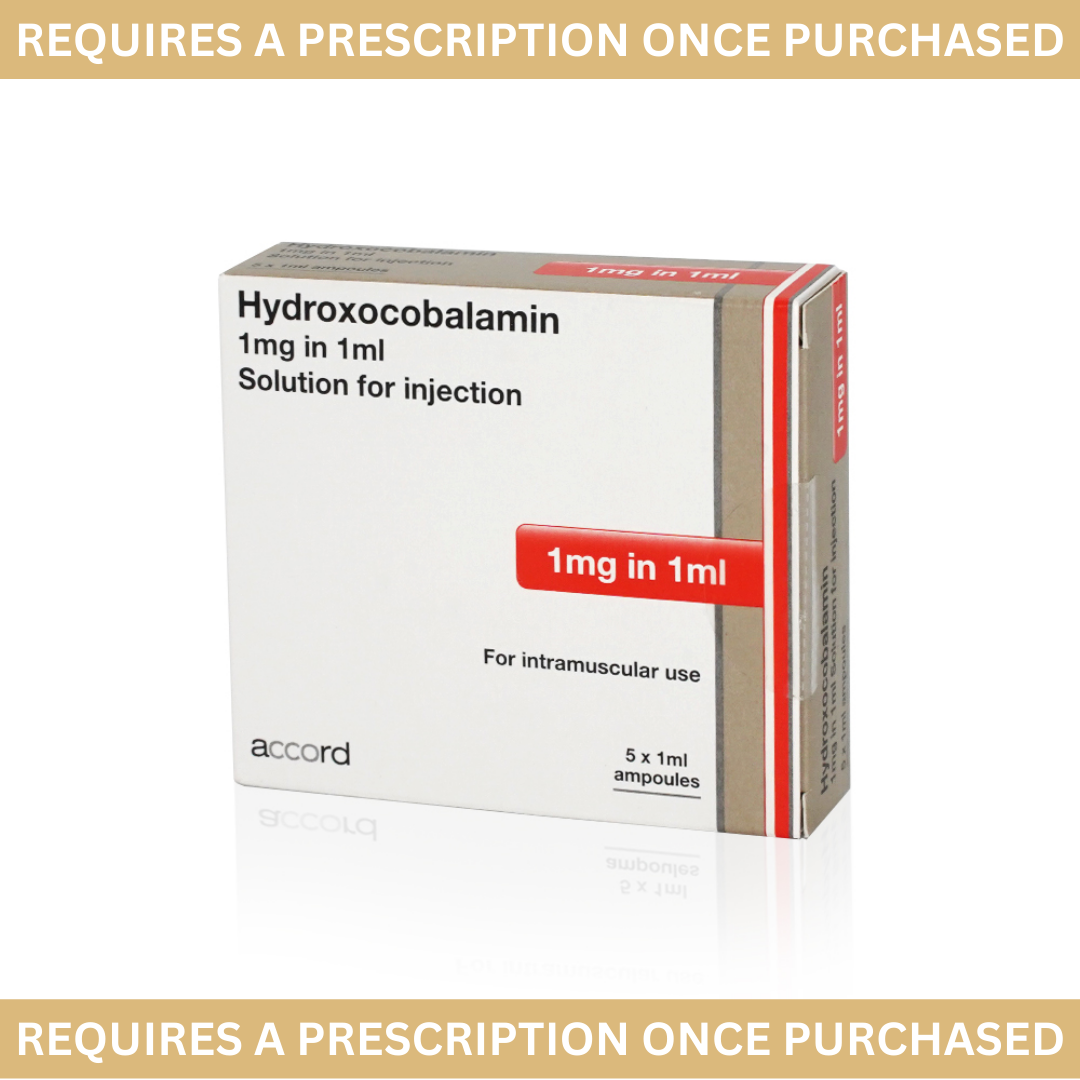 B12 Hydroxocobalamin Solution for Injection 1mg/1ml 5 Ampoules